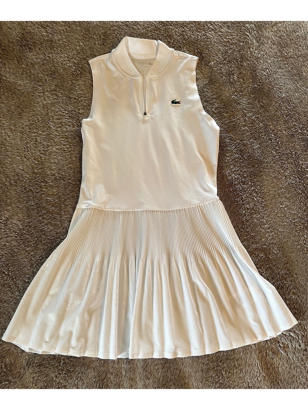 Lacoste Sport Performance Sleeveless Pleated Tennis Dress - White